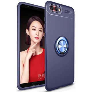 Honor 7s Kılıf Renkli Silikon Yüzüklü Standlı Auto Focus Ravel Kapak - Mavi