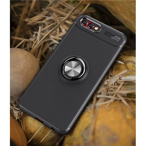 Honor 7s Kılıf Renkli Silikon Yüzüklü Standlı Auto Focus Ravel Kapak - Mavi - Siyah