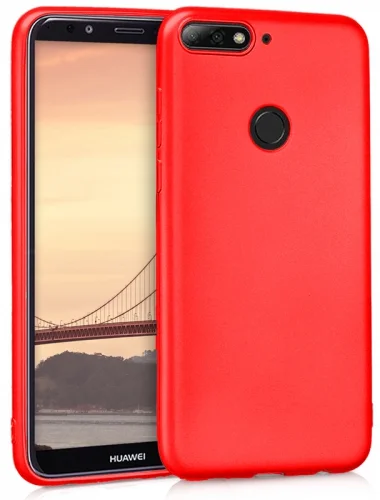 Honor 7X Kılıf İnce Mat Esnek Silikon - Kırmızı
