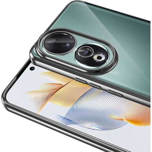 Honor 90 Kılıf Kamera Lens Korumalı Şeffaf Renkli Logo Gösteren Parlak Kapak - Lila