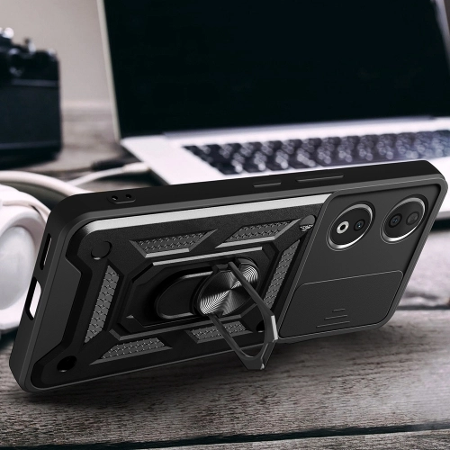 Honor 90 Kılıf Zırhlı Standlı Silikon Sürgülü Kamera Korumalı Tank Kapak - Mavi