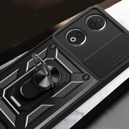 Honor 90 Kılıf Zırhlı Standlı Silikon Sürgülü Kamera Korumalı Tank Kapak - Mavi