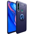 Honor 9x Kılıf Renkli Silikon Yüzüklü Standlı Auto Focus Ravel Kapak - Mavi
