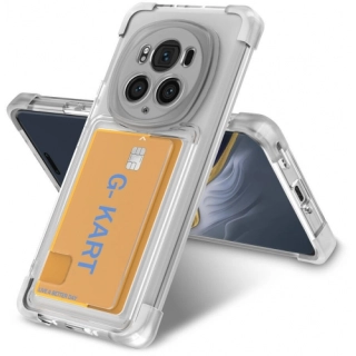 Honor Magic 6 Pro Kılıf Airbag Tasarımlı Şeffaf Kartlıklı G-Kart Kapak - Şeffaf