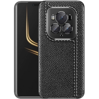 Honor Magic 6 Pro Kılıf Deri Görünümlü Lüks Parmak İzi Bırakmaz Niss Silikon Kapak - Siyah