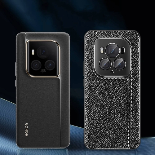 Honor Magic 6 Pro Kılıf Deri Görünümlü Lüks Parmak İzi Bırakmaz Niss Silikon Kapak - Siyah