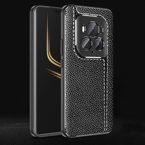 Honor Magic 6 Pro Kılıf Deri Görünümlü Lüks Parmak İzi Bırakmaz Niss Silikon Kapak - Siyah