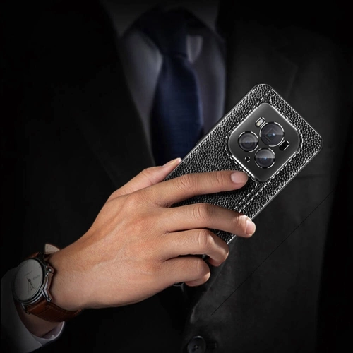 Honor Magic 6 Pro Kılıf Deri Görünümlü Lüks Parmak İzi Bırakmaz Niss Silikon Kapak - Siyah