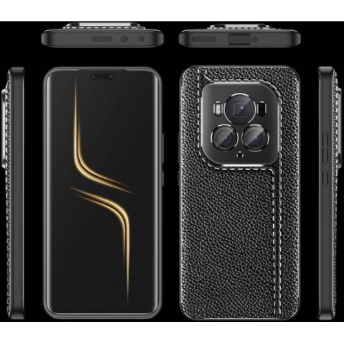 Honor Magic 6 Pro Kılıf Deri Görünümlü Lüks Parmak İzi Bırakmaz Niss Silikon Kapak - Siyah