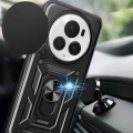 Honor Magic 6 Pro Kılıf Zırhlı Standlı Silikon Sürgülü Kamera Korumalı Tank Kapak - Siyah