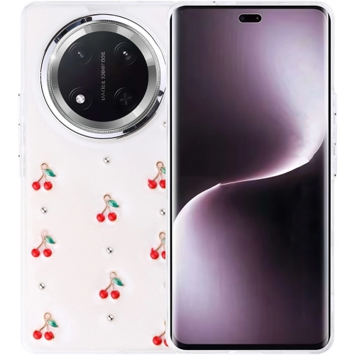 Honor Magic 7 Lite Kılıf Airbag Tasarımlı Desenli Simli Şeffaf Kutup Kapak, Tam Uyumlu - Kiraz