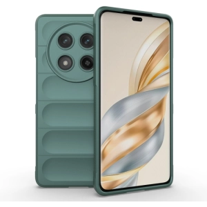 Honor Magic 7 Lite Kılıf Esnek TPU Oyuklu Arka Yüzey Tasarımlı Zore Etnik Silikon Kapak - Koyu Yeşil