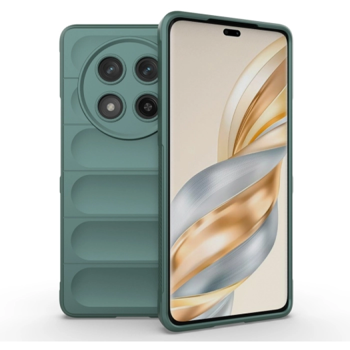 Honor Magic 7 Lite Kılıf Esnek TPU Oyuklu Arka Yüzey Tasarımlı Zore Etnik Silikon Kapak - Koyu Yeşil