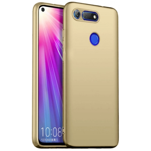 Honor View 20 Kılıf İnce Soft Mat Renkli Esnek Silikon Kapak - Gold