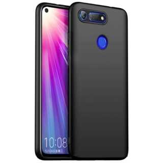 Honor View 20 Kılıf İnce Soft Mat Renkli Esnek Silikon Kapak - Siyah