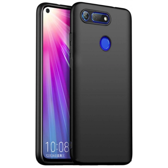 Honor View 20 Kılıf İnce Soft Mat Renkli Esnek Silikon Kapak - Siyah