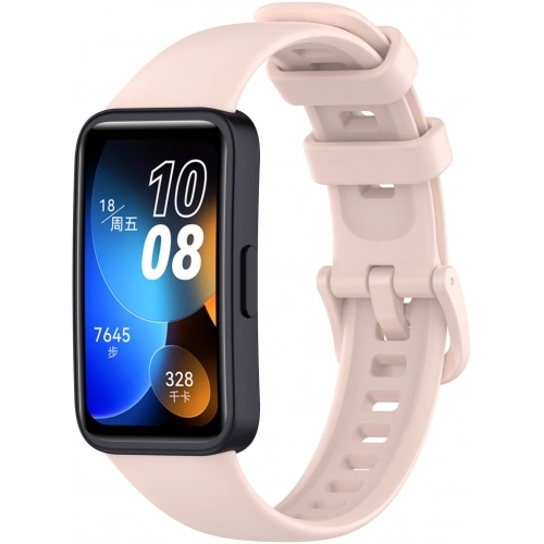 Huawei Band 8 Klasik Kordon Renkli Delikli Yumuşak Silikon Kordon - Rose Gold