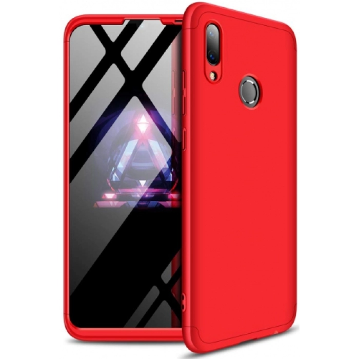 Huawei Honor 10 Lite Kılıf 3 Parçalı 360 Tam Korumalı Rubber AYS Kapak  - Kırmızı