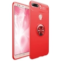 Huawei Honor 7C Kılıf Renkli Silikon Yüzüklü Standlı Auto Focus Ravel Kapak - Kırmızı