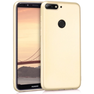 Huawei Honor 7C Kılıf İnce Soft Mat Renkli Esnek Silikon Kapak - Gold
