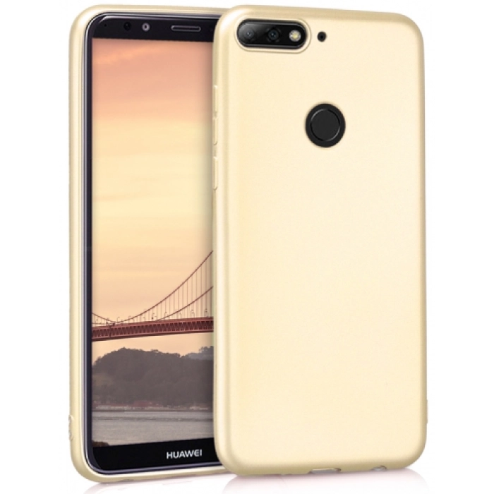 Huawei Honor 7C Kılıf İnce Soft Mat Renkli Esnek Silikon Kapak - Gold