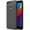 Huawei Honor 7C Kılıf Deri Görünümlü Lüks Parmak İzi Bırakmaz Niss Silikon Kapak - Siyah