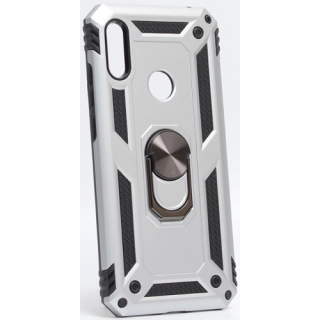 Huawei Honor 8A Kılıf Silikon Zırhlı Standlı Yüzüklü Mıknatıslı Tank Kapak - Gri