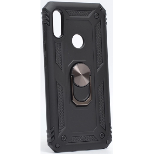 Huawei Honor 8A Kılıf Silikon Zırhlı Standlı Yüzüklü Mıknatıslı Tank Kapak - Siyah