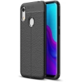 Huawei Honor 8A Kılıf Deri Görünümlü Lüks Parmak İzi Bırakmaz Niss Silikon Kapak - Siyah