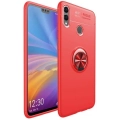 Huawei Honor 8c Kılıf Renkli Silikon Yüzüklü Standlı Auto Focus Ravel Kapak - Kırmızı