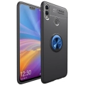 Huawei Honor 8c Kılıf Renkli Silikon Yüzüklü Standlı Auto Focus Ravel Kapak - Mavi - Siyah