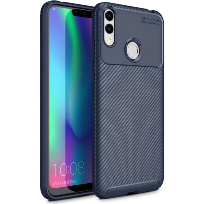 Huawei Honor 8c Kılıf Silikon Parmak İzi Bırakmayan Karbon Soft Negro Kapak - Lacivert