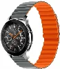 Huawei Honor Magic Watch 2 46mm Çift Renkli Çizgili Parça Desenli Akıllı Saat Kordon Mıknatıslı KRD-52  - Gri-Turuncu