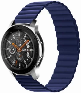 Huawei Honor Magic Watch 2 46mm Çift Renkli Çizgili Parça Desenli Akıllı Saat Kordon Mıknatıslı KRD-52  - Lacivert