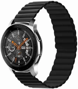 Huawei Honor Magic Watch 2 46mm Çift Renkli Çizgili Parça Desenli Akıllı Saat Kordon Mıknatıslı KRD-52  - Siyah