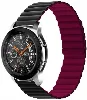 Huawei Honor Magic Watch 2 46mm Çift Renkli Çizgili Parça Desenli Akıllı Saat Kordon Mıknatıslı KRD-52  - Siyah-Kırmızı