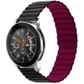 Huawei Honor Magic Watch 2 46mm Çift Renkli Çizgili Parça Desenli Akıllı Saat Kordon Mıknatıslı KRD-52  - Siyah-Kırmızı