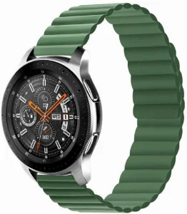 Huawei Honor Magic Watch 2 46mm Çift Renkli Çizgili Parça Desenli Akıllı Saat Kordon Mıknatıslı KRD-52  - Yeşil