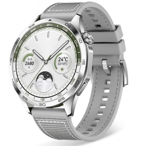 Huawei Honor Magic Watch 2 46mm Silikon Kordon Spor Örgü Desen Dikişli KRD-102 - Gri