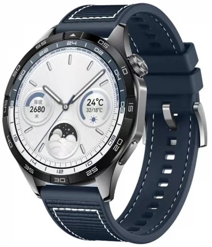 Huawei Honor Magic Watch 2 46mm Silikon Kordon Spor Örgü Desen Dikişli KRD-102  - Mavi
