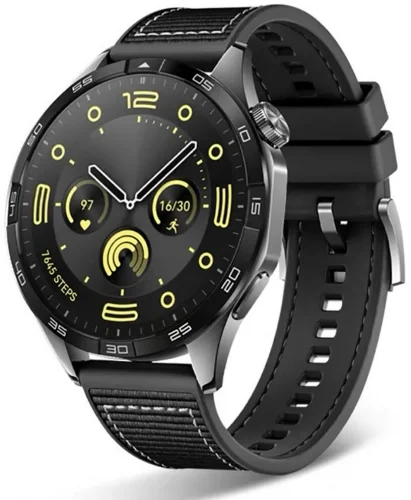 Huawei Honor Magic Watch 2 46mm Silikon Kordon Spor Örgü Desen Dikişli KRD-102  - Siyah