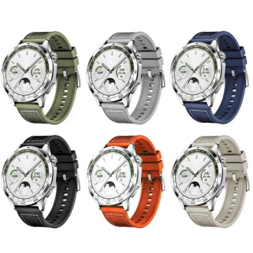 Huawei Honor Magic Watch 2 46mm Silikon Kordon Spor Örgü Desen Dikişli KRD-102 - Siyah