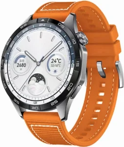 Huawei Honor Magic Watch 2 46mm Silikon Kordon Spor Örgü Desen Dikişli KRD-102  - Turuncu