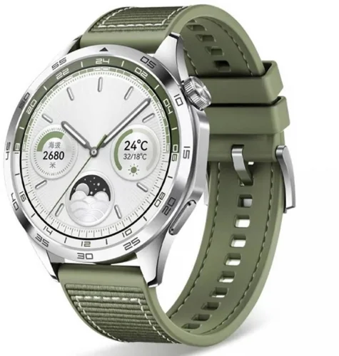 Huawei Honor Magic Watch 2 46mm Silikon Kordon Spor Örgü Desen Dikişli KRD-102  - Yeşil
