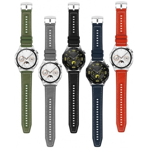 Huawei Honor Magic Watch 2 46mm Silikon Kordon Spor Örgü Desen Dikişli KRD-102 - Yeşil