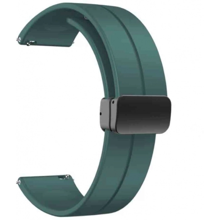 Huawei Honor Magic Watch 2 46mm Silikon Kordon Zore KRD-84 Soft Pürüzsüz Metal Toka - Koyu Yeşil