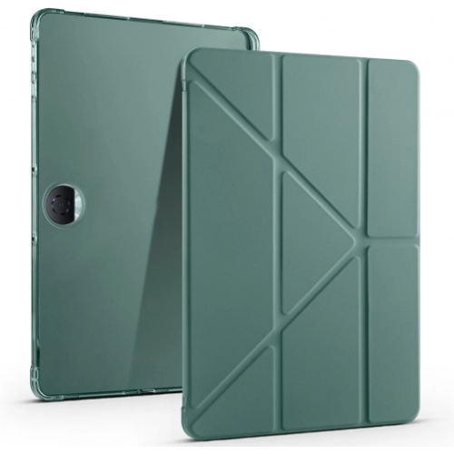Huawei Honor Pad 9 Tablet Kılıfı Standlı Tri Folding Kalemlikli Silikon Smart Cover - Koyu Yeşil