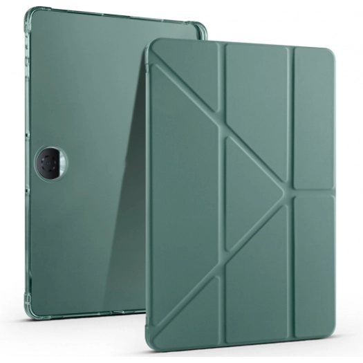 Huawei Honor Pad 9 Tablet Kılıfı Standlı Tri Folding Kalemlikli Silikon Smart Cover - Koyu Yeşil