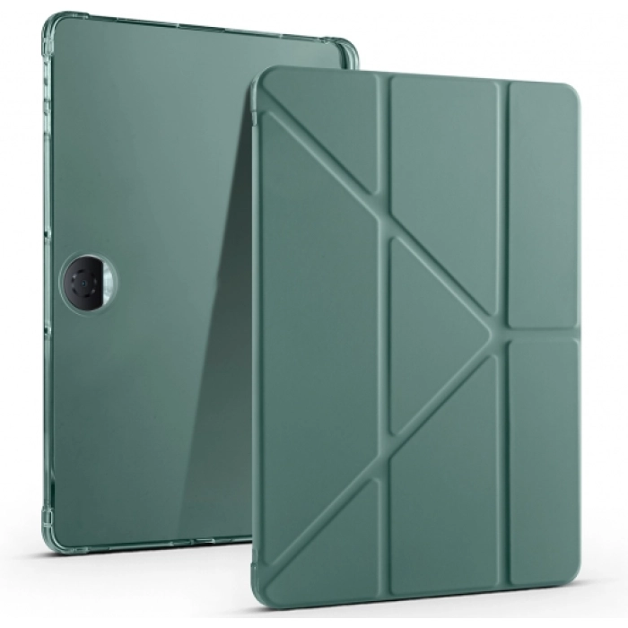 Huawei Honor Pad 9 Tablet Kılıfı Standlı Tri Folding Kalemlikli Silikon Smart Cover - Koyu Yeşil