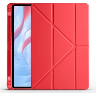 Huawei Honor Pad X9 11.5 Tablet Kılıfı Standlı Tri Folding Kalemlikli Silikon Smart Cover - Kırmızı